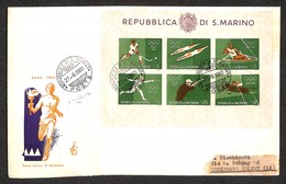 SAN MARINO - SAN MARINO - Foglietti - 360 Lire Giochi Olimpici (21) Con Stampa Del Bruno Spostato - Busta FDC Venezia 27 - Sonstige & Ohne Zuordnung