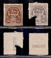 ESTERO - BRITISH SUD AFRICA - 1898 - Perforati Specimen - 2 Sterline (72) + 10 Sterline (74) - Senza Gomma - Difettosi - Other & Unclassified