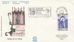 France EUROPA CEPT  Enveloppe FDC 1985 Strasbourg Cachet Flamme Europa Cantat *9 - Musique - 1985