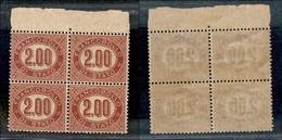 ANTICHI STATI - SERVIZIO - 1875 - Servizio - 2 Lire (6) - Quartina - Gomma Integra - Centratura Discreta (160+) - Sonstige & Ohne Zuordnung