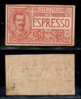 ANTICHI STATI - ESPRESSI - 1903 - 25 Cent Espresso (1a) - Non Dentellato - Gomma Originale - Punti Gialli Lungo I Bordi - Sonstige & Ohne Zuordnung