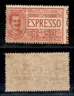 REGNO D'ITALIA - ESPRESSI - 1920 - 50 Cent Espresso (4c) - Dentellatura Verticale A Destra (sulle Scritte Marginali) - G - Sonstige & Ohne Zuordnung
