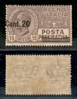 REGNO D'ITALIA - POSTA PNEUMATICA - 1925 - 20 Cent Su 15 Posta Pneumatica (6e) - Valore A Sinistra - Gomma Integra - Ing - Other & Unclassified