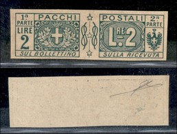 REGNO D'ITALIA - PACCHI POSTALI - 1914 - Pacchi Postali - Prova Di Macchina - 2 Lire (13) - Senza Gomma - Other & Unclassified