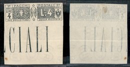 REGNO D'ITALIA - PACCHI POSTALI - 1925 - 4 Lire Pacchi Postali - Falso Di Milano (F15a) - Non Dentellato Bordo Di Foglio - Sonstige & Ohne Zuordnung
