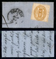 REGNO D'ITALIA - SEGNATASSE - 1863 - 10 Cent Segnatasse Arancio (1b) - Su Frammento - Non Annullato - Sonstige & Ohne Zuordnung
