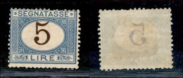 REGNO D'ITALIA - SEGNATASSE - 1874 - 5 Lire Segnatasse (13) - Gomma Originale (350) - Sonstige & Ohne Zuordnung