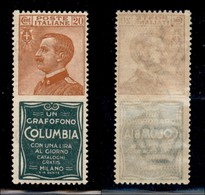 REGNO D'ITALIA - PUBBLICITARI - 1924 - 30 Cent Columbia (9) - Gomma Originale (50) - Other & Unclassified