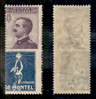 REGNO D'ITALIA - PUBBLICITARI - 1925 - 50 Cent De Montel (12b Varietà Da) - Vignetta E Dentellatura Verticali Spostate - - Sonstige & Ohne Zuordnung