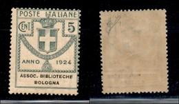 REGNO D'ITALIA - PARASTATALI - 1924 - 5 Cent Biblioteche Bologna (1) - Gomma Integra (62) - Sonstige & Ohne Zuordnung