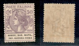 REGNO D'ITALIA - PARASTATALI - 1924 - 50 Cent Assoc. Naz. Mutil. Inv. Guerra-Roma (9) - Gomma Originale Con Invisibile T - Andere & Zonder Classificatie