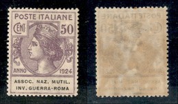 REGNO D'ITALIA - PARASTATALI - 1924 - 50 Cent Assoc. Naz. Mutil. Inv. Guerra-Roma (9) - Gomma Originale - Ottimamente Ce - Other & Unclassified