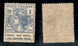 REGNO D'ITALIA - PARASTATALI - 1924 - 1 Lira Assoc. Naz. Mutil. Inv. Guerra-Roma (10) - Gomma Originale - Ottima Centrat - Sonstige & Ohne Zuordnung