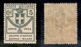 REGNO D'ITALIA - PARASTATALI - 1924 - 2 Cent Gruppo D'Azione Scuole-Milano (38) - Gomma Integra (62) - Sonstige & Ohne Zuordnung