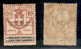 REGNO D'ITALIA - PARASTATALI - 1924 - 10 Cent Soprastampato Assoc. Naz. Mutil. Inv. Guerra-Roma (71 - Varietà C) - Sopra - Other & Unclassified