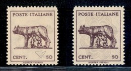 REGNO D'ITALIA - LUOGOTENENZA - 1943 - 50 Cent Lupa (515d) - Stampa Recto Verso - Sempre Senza Gomma - Diena (180) - Sonstige & Ohne Zuordnung