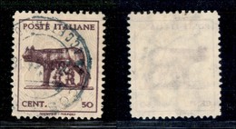 REGNO D'ITALIA - LUOGOTENENZA - 1943 - 50 Cent Lupa (515 H) - Usato - Leggera Doppia Stampa (160) - Other & Unclassified