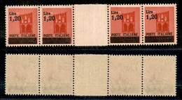 REGNO D'ITALIA - LUOGOTENENZA - 1945 - 1,20 Lire Su 20 Cent (524) - Striscia Di 4 Con Interspazio Al Centro - Gomma Inte - Sonstige & Ohne Zuordnung