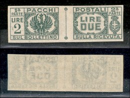REGNO D'ITALIA - LUOGOTENENZA - 1946 - 2 Lire Pacchi Postali (61a) - Non Dentellato - Gomma Integra (150) - Sonstige & Ohne Zuordnung