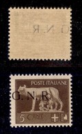 REPUBBLICA SOCIALE  - GNR BRESCIA - 1943 - 5 Cent (470/I Fd+q) - Soprastampa A Sinistra E Decalco - Gomma Integra - Autres & Non Classés