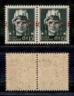 REPUBBLICA SOCIALE  - GNR BRESCIA - 1943 - 15 Cent (472/I Hcb) - Coppia Orizzontale Con R A Cavallo - Gomma Integra - No - Sonstige & Ohne Zuordnung