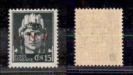 REPUBBLICA SOCIALE  - GNR BRESCIA - 1943 - 15 Cent (472/I Pb) Con Punto Grosso Dopo N - Gomma Integra (120) - Other & Unclassified