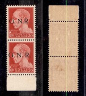 REPUBBLICA SOCIALE  - GNR BRESCIA - 1943 - 20 Cent (473/I L + 47/I) - Coppia Verticale Con R Accostato E N In Alto - Gom - Sonstige & Ohne Zuordnung