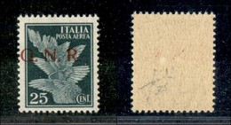 REPUBBLICA SOCIALE  - GNR BRESCIA - 1943 - 25 Cent Aerea (117/I Da - CEI 1/I) - Seconda Tiratura - Soprastampa A Sinistr - Autres & Non Classés