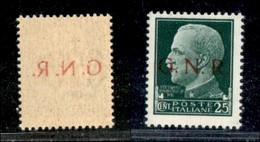 REPUBBLICA SOCIALE  - GNR VERONA - 1944 - 25 Cent (474 L) Con Decalco - Gomma Integra (25) - Autres & Non Classés