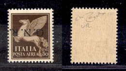 REPUBBLICA SOCIALE  - GNR VERONA - 1944 - 50 Cent Aerea (118a) Con Soprastampa Capovolta - Gomma Integra - Raybaudi (110 - Sonstige & Ohne Zuordnung