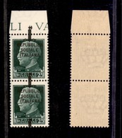 REPUBBLICA SOCIALE  - FASCETTI - 1944 - Firenze - 25 Cent (491 Phb) - Coppia Verticale Bordo Di Foglio Con Fascetto A Ca - Sonstige & Ohne Zuordnung