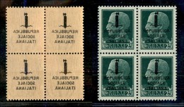 REPUBBLICA SOCIALE  - FASCETTI - 1944 - 25 Cent (491 S) In Quartina Con Decalco - Gomma Integra - Sonstige & Ohne Zuordnung