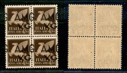 TRIESTE - AMG-FTT - 1945 - 50 Cent Aerea (1 Ga) - Quartina Con Soprastampa Spostata (G A Cavallo) - Gomma Integra - Mint/hinged