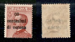 OCCUPAZIONI - TRENTO E TRIESTE - 1919 - 00 Cent Su 60 (10 L) - Gomma Originale (400) - Trentin & Trieste
