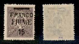 OCCUPAZIONI - FIUME - 1919 - 15 Filler Su 10 (31) - Gomma Originale (45) - Fiume