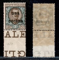 OCCUPAZIONI - DALMAZIA - 1919 - 1 Corona Su 1 Lira (1) - Bordo Di Foglio Da Interspazio In Basso - Gomma Originale - Dalmatia