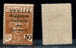 OCCUPAZIONI - VEGLIA - 1920 - 50 Cent Su 20 (9) - Gomma Integra (300) - Other & Unclassified