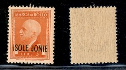 OCCUPAZIONI - ISOLE JONIE - 1943 - Marche Da Bollo - 3 Lire (Unificato 12) - Gomma Integra - Sonstige & Ohne Zuordnung