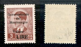 OCCUPAZIONI - MONTENEGRO - 1942 - 3 Lire Su Din (42) - Gomma Originale Con Invisibile Traccia Di Linguella (40) - Montenegro