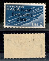 OCCUPAZIONE TEDESCA - ZARA - 1943 - 2 Lire Aerea (6 Q) - Z Con Riccioli (pos.16) - Gomma Originale (110) - Other & Unclassified