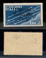 OCCUPAZIONE TEDESCA - ZARA - 1943 - 2 Lire Aerea (6 S) - Prima T Corta (pos.20) - Gomma Integra (165) - Sonstige & Ohne Zuordnung