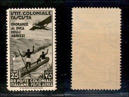 COLONIE - EMISSIONI GENERALI - 1934 - Posta Aerea - 25 Lire Onoranze Al Duca Degli Abruzzi (30) - Gomma Integra (90) - Other & Unclassified