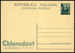 REPUBBLICA   - POSTA ORDINRIA - Cartolina Postale Pubblicitaria Da 20 Lire Chlorodant (R 9/2) - Nuova - Sonstige & Ohne Zuordnung