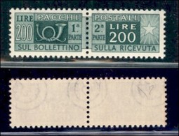 REPUBBLICA   - SERVIZI - 1946/1951 - 200 Lire Pacchi Postali (78) - Molto Bello - Gomma Integra - Diena (137,50) - Autres & Non Classés