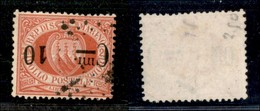 SAN MARINO - POSTA ORDINARIA - 1892 - 10 Cent Su 20 Stemma (10 A) - Soprastampa Capovolta - Usato - Autres & Non Classés
