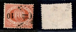 SAN MARINO - POSTA ORDINARIA - 1892 - 10 Cent Su 20 Stemma (10 A) - Soprastampa Capovolta - Usato - Andere & Zonder Classificatie