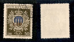 SAN MARINO - POSTA ORDINARIA - 1946 - 10 Lire Su 50 Stemma (297) - Usato - Sonstige & Ohne Zuordnung