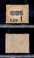 SAN MARINO - SERVIZI - 1939 - 1 Lira Su 25 Segnatasse (52) - Gomma Originale Con Invisibile Traccia Di Linguella - Diena - Sonstige & Ohne Zuordnung