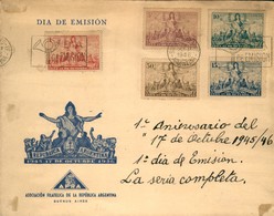 ESTERO - ARGENTINA - 1946 - Anniversario Della Rivoluzione (532/536) - Serie Completa Su Busta - Primo Giorno D'emission - Autres & Non Classés