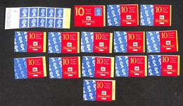 ESTERO - GRAN BRETAGNA - 1991/1998 - Folded Booklets 10 X 2nd Class Bright Blue - 15 Libretti - Questa + Harrison + De L - Other & Unclassified